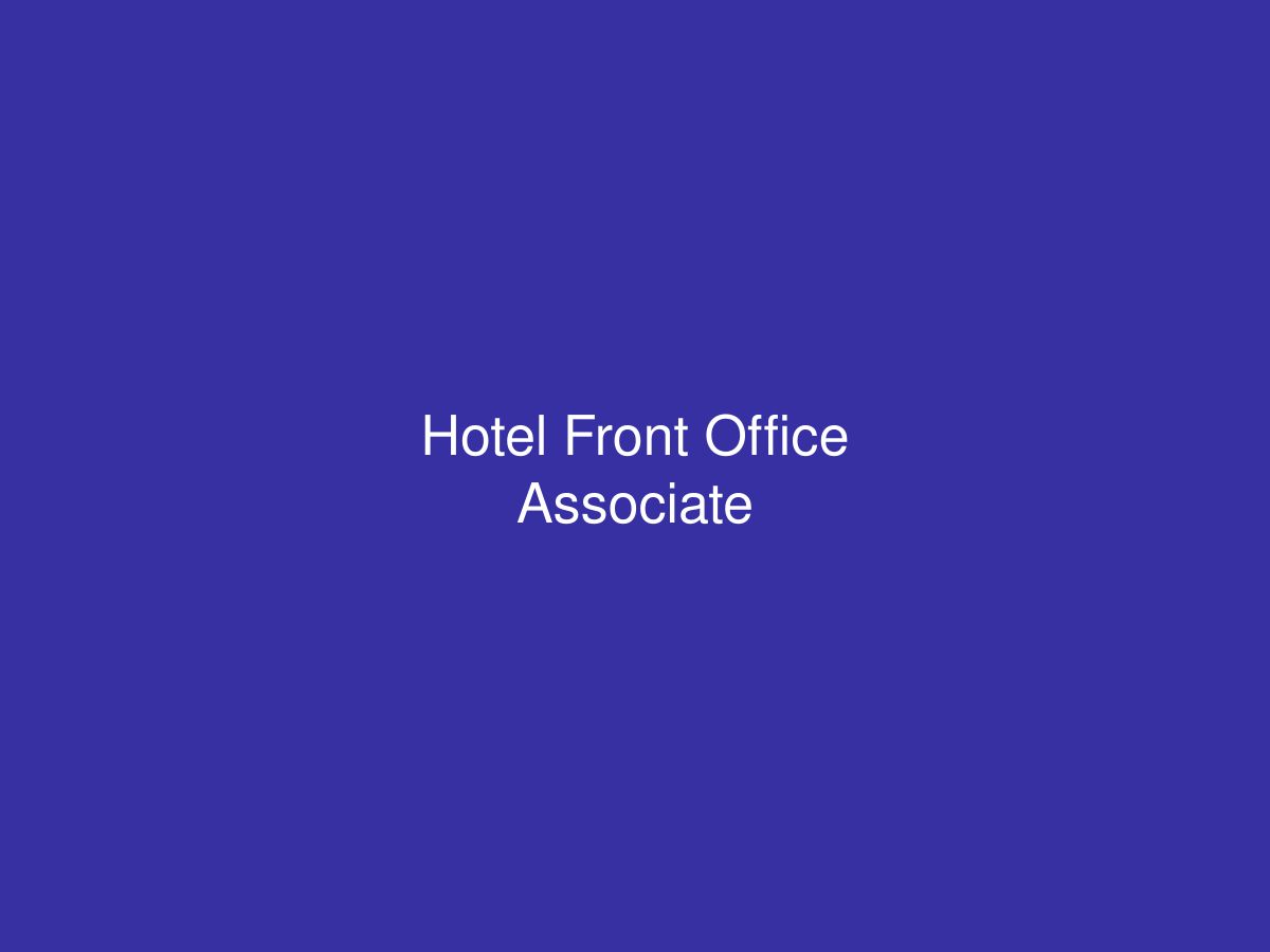 Hotel Front Office Associate — photo 1 of 1