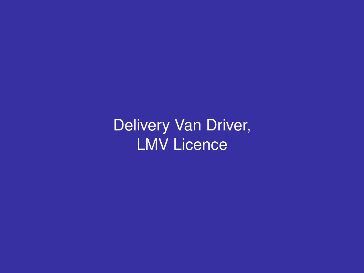 Delivery Van Driver, LMV Licence — photo 1 of 1