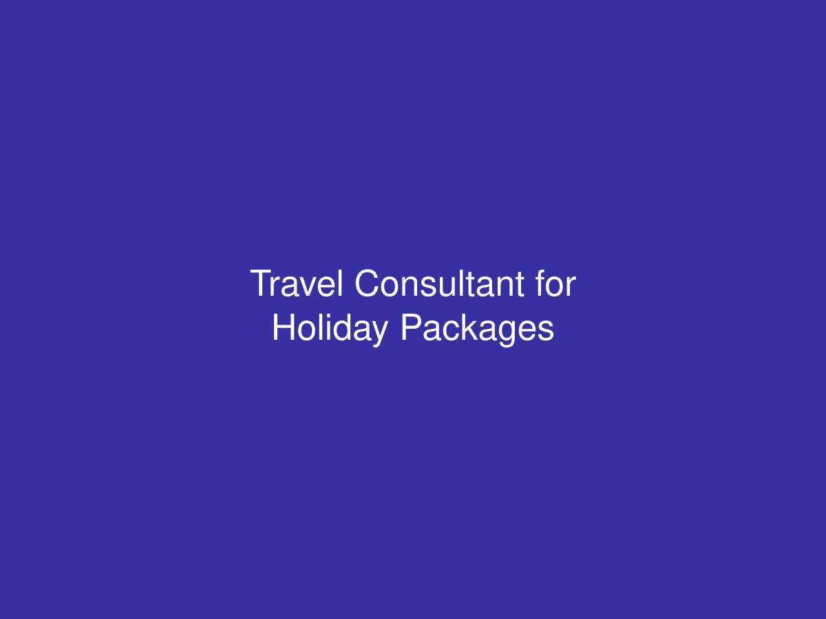 Travel Consultant for Holiday Packages — photo 1 of 1